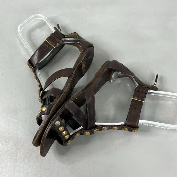 Miu Miu Flat Caged Studded Leather Gladiator Sandals - Picture 8 of 10